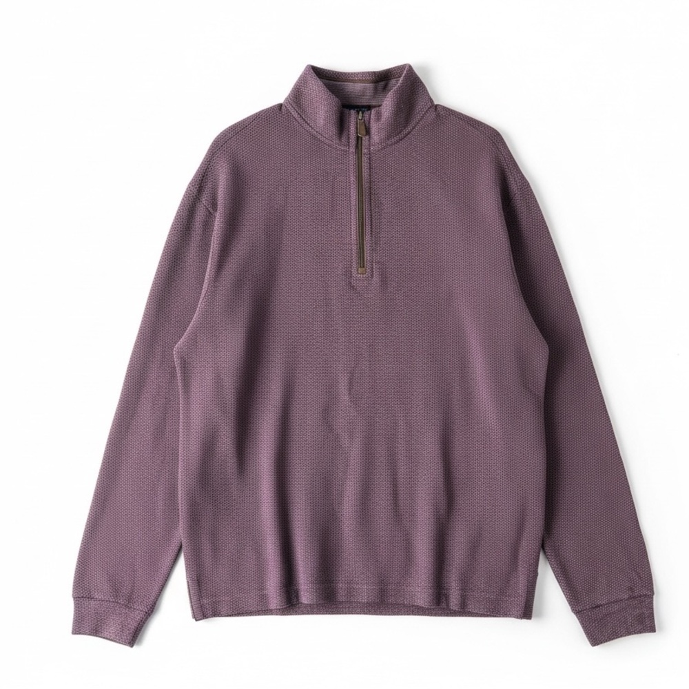Jos A Bank Reserve Quarter Zip Sweater Mens Large Purple Cotton Pullover